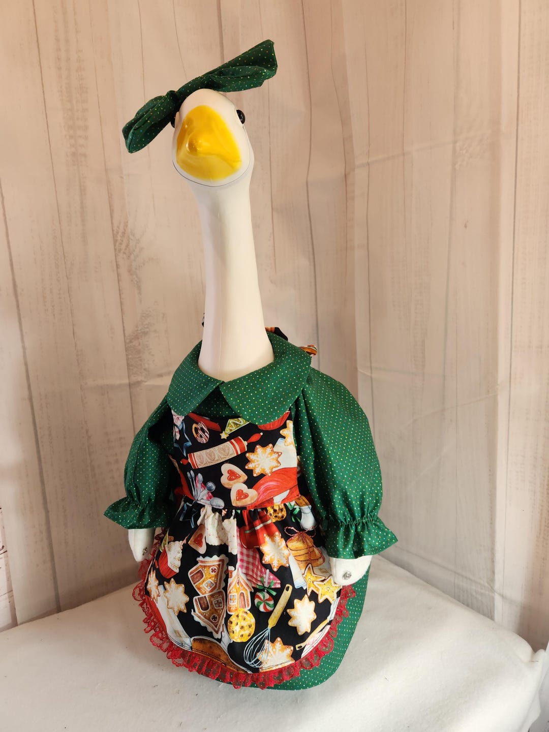 Christmas Dress, Apron, Bow and Wings Set, Porch Goose Outfit Clothes ...