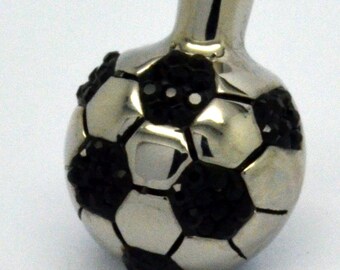 Urna commemorativa con ciondolo a forma di pallone da calcio - Collana con ciondolo per cremazione - Contiene ceneri e sabbia - Incisione/Personalizzata/Su misura - Funerale unico con calcio