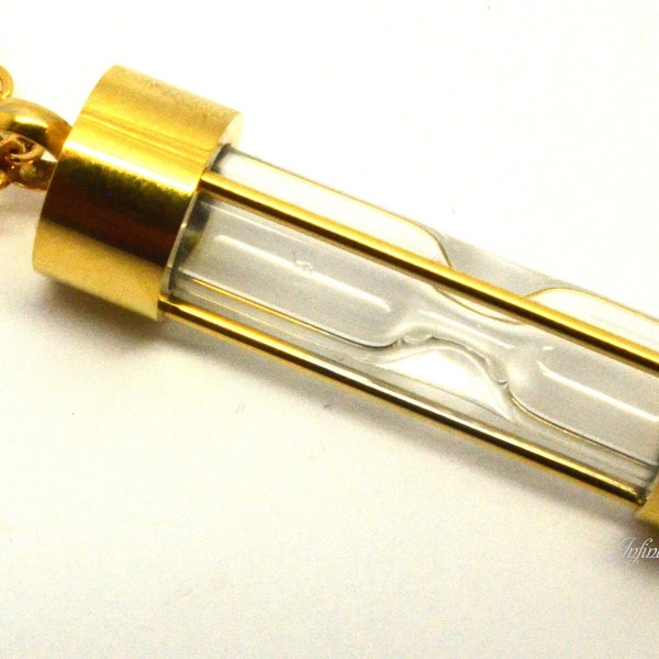 Sands of Time Cremation Urn Pendant - 24k Gold Plated Keepsake Charm Necklace - Holds Ashes - Unique Funeral Vial Memorial Jewellery Timer