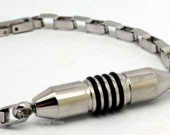 Cremation Urn Bracelet - Capsule Keepsake Bangle - Holds Ashes Fur Sand Hair etc - Unique Funeral Vial UK