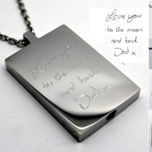 Handwriting Custom Engraved Cremation Urn Keepsake Pendant Necklace - Unique Personalised Hand Writing Vial Holds Ashes