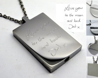 Handwriting Custom Engraved Cremation Urn Keepsake Pendant Necklace - Unique Personalised Hand Writing Vial Holds Ashes