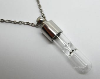 Sands Of Time Cremation Urn Pendant - Keepsake Charm Necklace - Holds Ashes Fur Sand Vial Memorial Jewellery Engraved Personalised