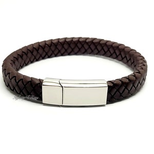 Bruin gevlochten lederen crematie-urnarmband - aandenken armband - bevat as, vacht enz. Gravure/op maat/op maat gemaakte unieke flacon voor begrafenis