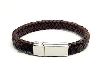 Brown Braided Leather Cremation Urn Bracelet - Keepsake Bangle - Holds Ashes Fur etc Engraving/Custom/Bespoke Unique Funeral Vial
