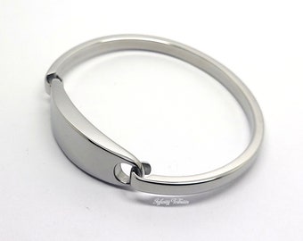 Cremation Urn Bracelet - ID Cuff Keepsake Bangle - Silver - Holds Ashes Fur Engraved Funeral Memorial Vial - Engraved Personalised