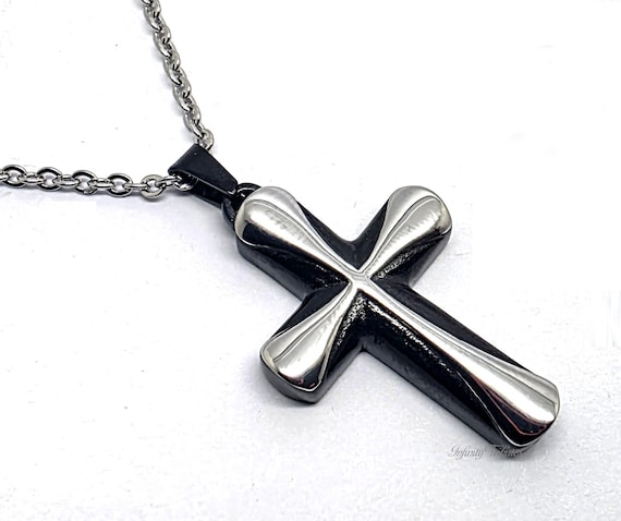 Stainless Steel Cross Pendant Necklace - Keepsake Cremation Urn For Ashes, Memorial Jewelry