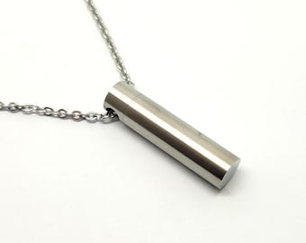 Cylinder Cremation Urn Pendant - Keepsake Charm Necklace - Holds Ashes Fur Sand Vial Memorial Jewellery Engraved Personalised