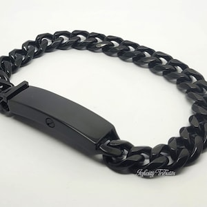 Armband crematie-urn - aandenken armband - zwarte dikke ID-rand - bevat as, vacht enz. Gravure/aangepaste/op maat gemaakte unieke flacon voor begrafenis