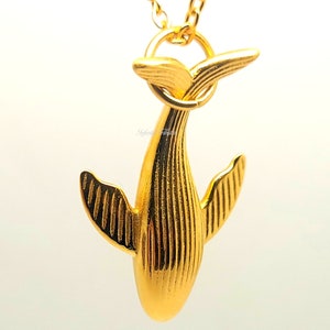 Cremation Urn Pendant 24k Gold Plated Keepsake Charm Necklace Ashes Funeral Vial Jewellery Ashes Dolphin Whale Fish Engraved Personalised