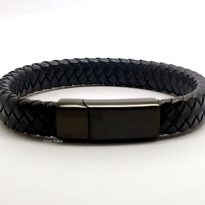 Zwart gevlochten lederen crematie-urnarmband - aandenken armband - bevat as, vacht enz. Gravure/op maat/op maat gemaakte unieke flacon voor begrafenis