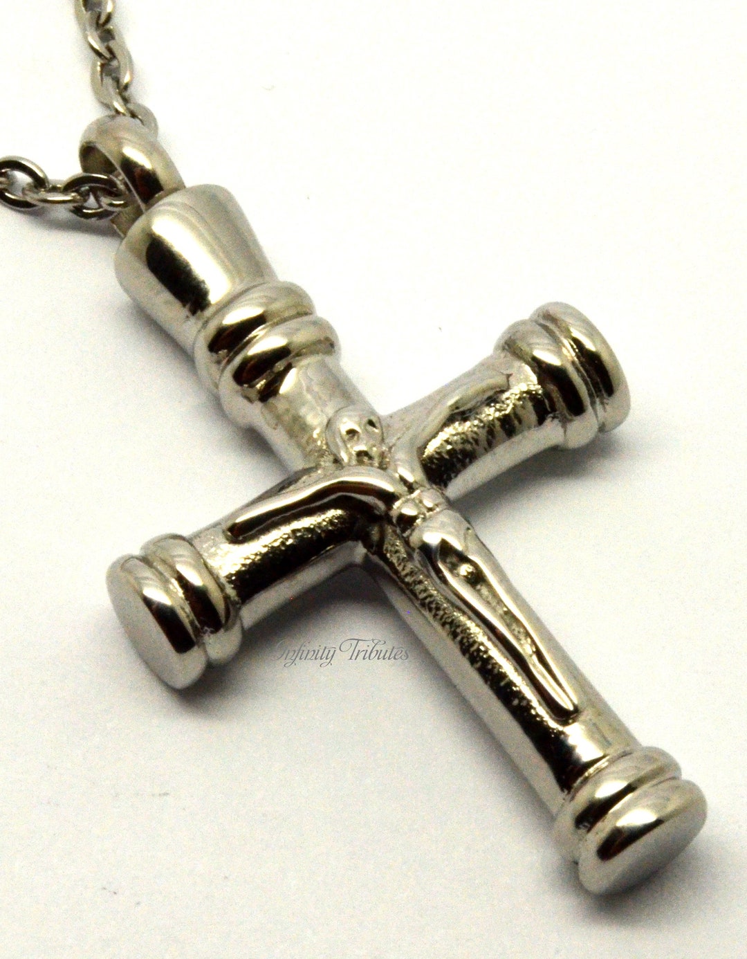 Oinsi Jesus Cross Cremation Urn Necklace – Stainless Steel Keepsake Pendant For Ashes With Chain & Funnel - View #9