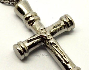 Cremation Urn Pendant - Keepsake Charm Necklace - Jesus Crucifix Cross - Holds Ashes Fur Sand etc - Unique Funeral Memorial Vial Jewellery