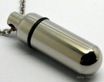 Pill Capsule Cremation Urn Pendant Keepsake Charm Necklace Ashes Fur Sand Vial Pills Powder Tablets Memorial Jewellery Engraved Personalised