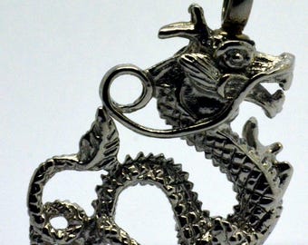 Dragon Cremation Urn Pendant - Keepsake Charm Necklace - Holds Ashes Fur Sand Vial Memorial Jewellery Engraved Personalised