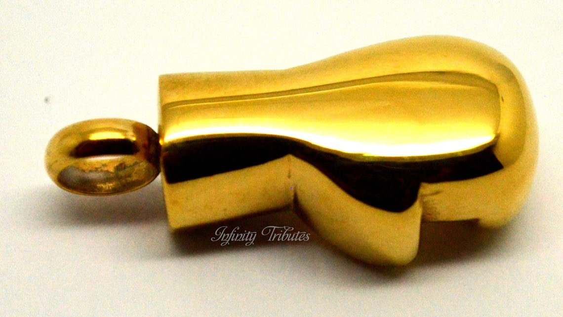Boxing Glove Cremation Urn Necklace 24k Gold Plated Keepsake Etsy UK