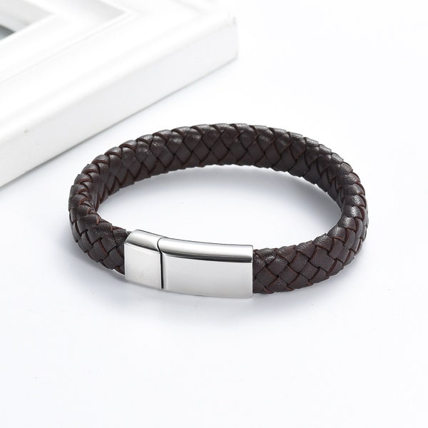 Brown Braided Leather Cremation Urn Bracelet - Keepsake Bangle - Holds Ashes Fur etc Engraving/Custom/Bespoke Unique Funeral Vial