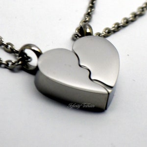 Urne Anhänger - Andenken Charm Halskette - Gebrochenes Herz Twin Set - Hält Asche Fell Sand - Gravur / Personalisiert / Maßgeschneidert