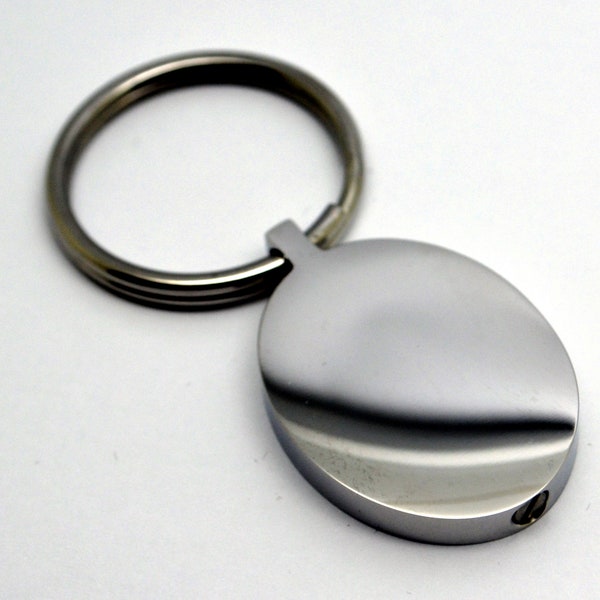 Cremation Urn Keyring - Keepsake Keychain - Holds Ashes Fur Sand - Engraved/Personalised/Bespoke Unique Memorial Vial Oval Key Ring Keyring