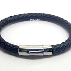 Zwart gevlochten, afgeronde lederen crematie-urnarmband aandenken armband - bevat as bont haar enz. Uniek medaillon voor begrafenisflesje