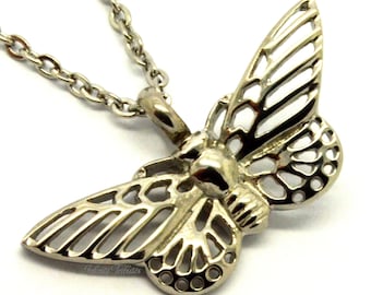 Butterfly Cremation Urn Pendant - Keepsake Charm Necklace - Holds Ashes Fur Sand Vial Memorial Jewellery Engraved Personalised