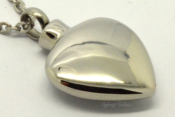 Cremation Urn Pendant - Keepsake Charm Heart Necklace - Holds Ashes Fur Sand - Engraving/Personalised/Bespoke Unique Memorial Funeral