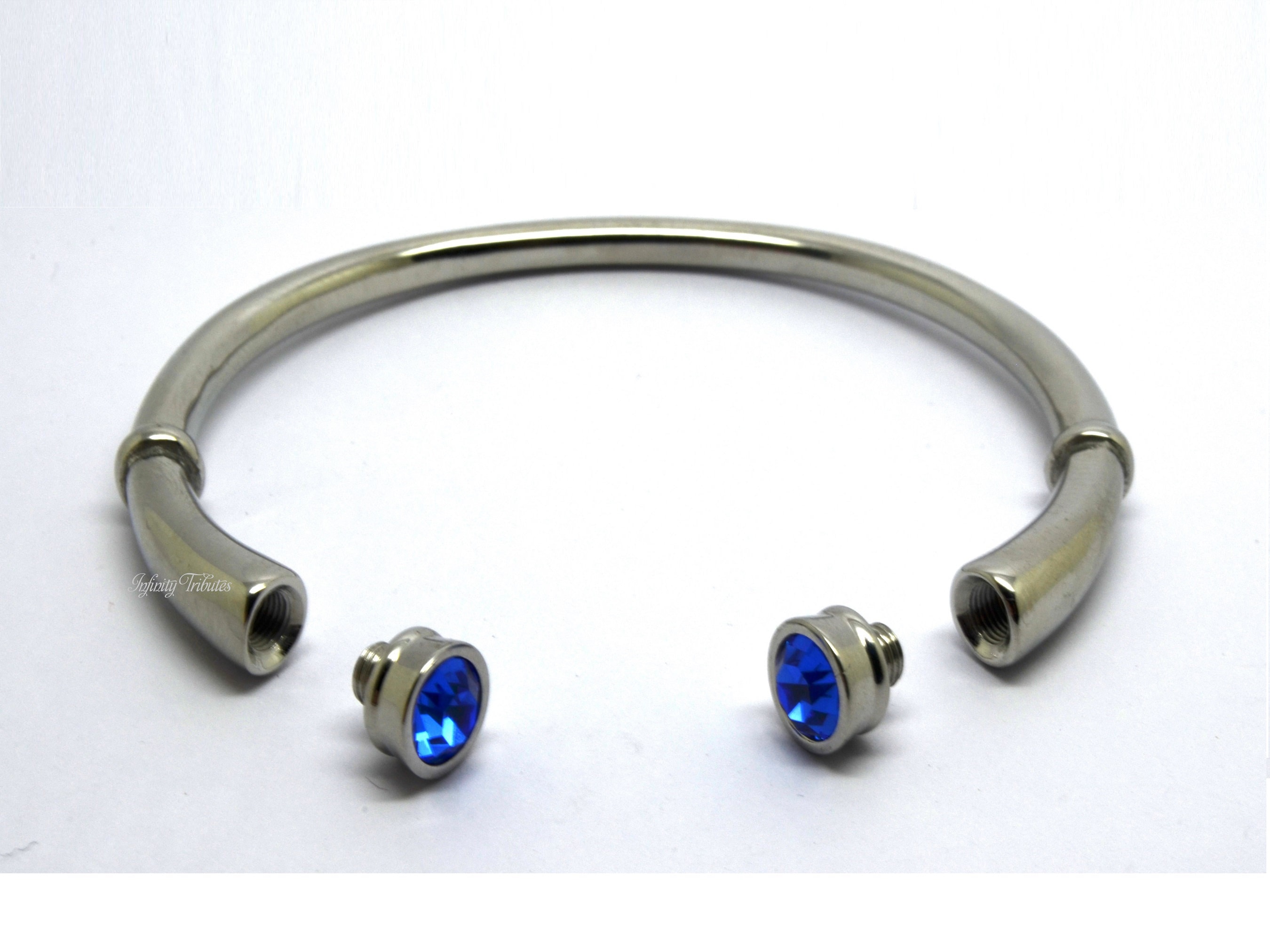 Cremation Urn Bracelet - Adjustable Cuff Keepsake Bangle Holds Ashes Fur Sand Twin/Double Filling Unique Funeral Vial UK Royal Blue