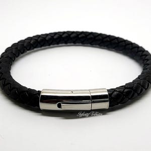 Black Braided Rounded Leather Cremation Urn Bracelet Keepsake Bangle - Holds Ashes Fur Hair etc Unique Funeral Vial Locket