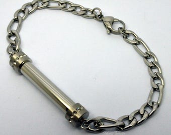 Cremation Urn Bracelet Keepsake Bangle Ashes Fur Sand Hair Cylinder Unique Funeral Vial Engraved Personalised