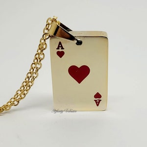 24-karaats vergulde crematie-urn ashanger ketting - harten aas - begrafenis aandenken gravure/gepersonaliseerde poker blackjack kaarten casino