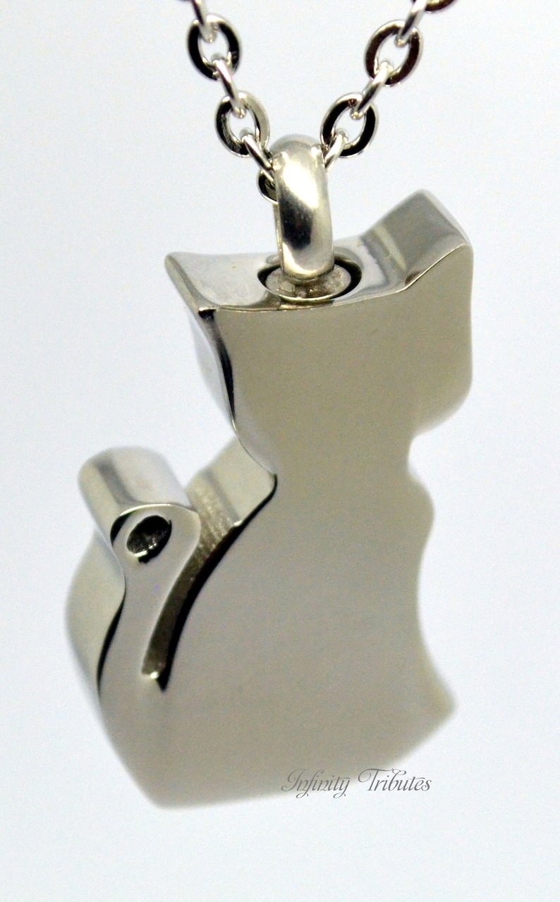 Keepsake Pendant Charm Cat Cremation Urn Necklace EngravingPersonalisedBespoke Unique Funeral Vial UK Holds Ashes Fur SandEarth etc