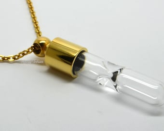 Sands of Time Cremation Urn Pendant 24k Gold Plated Keepsake Charm Necklace Holds Ashes Fur Sand Memorial Jewellery Engraved Personalised