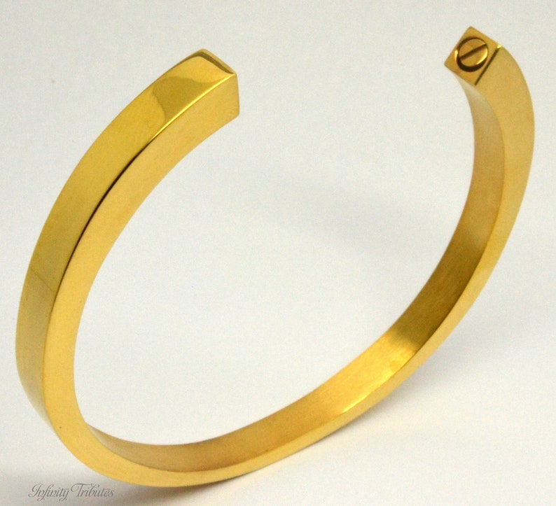 24k Gold Plated Cremation Urn Bracelet Cuff Keepsake Bangle Etsy