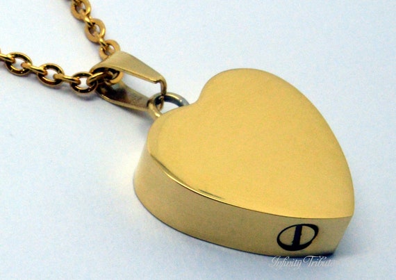 Engraved Cremation Ashes Necklace Urn Pendant 24k Gold Plated Large Heart 