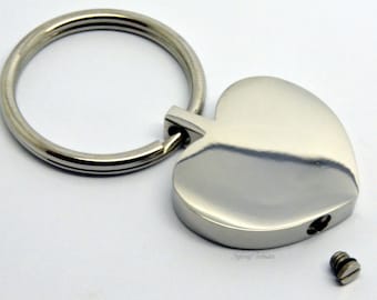 Cremation Urn Keyring - Keepsake Keychain - Heart - Holds Ashes Fur Sand - Engraved/Personalised/Bespoke Unique Memorial Vial