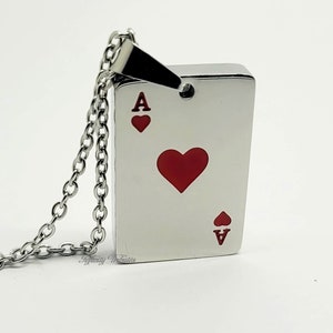 Crematie-urn Ashangerketting - Hartenaas - Begrafenisaandenken - Gravure/gepersonaliseerde/op maat gemaakte poker blackjackkaarten Casino