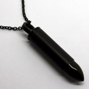 Black Bullet Cremation Urn Keepsake Urn Pendant Necklace - Charm Holds Ashes Fur Sand Hair Note Powder etc - Unique Stash Vial Army Military