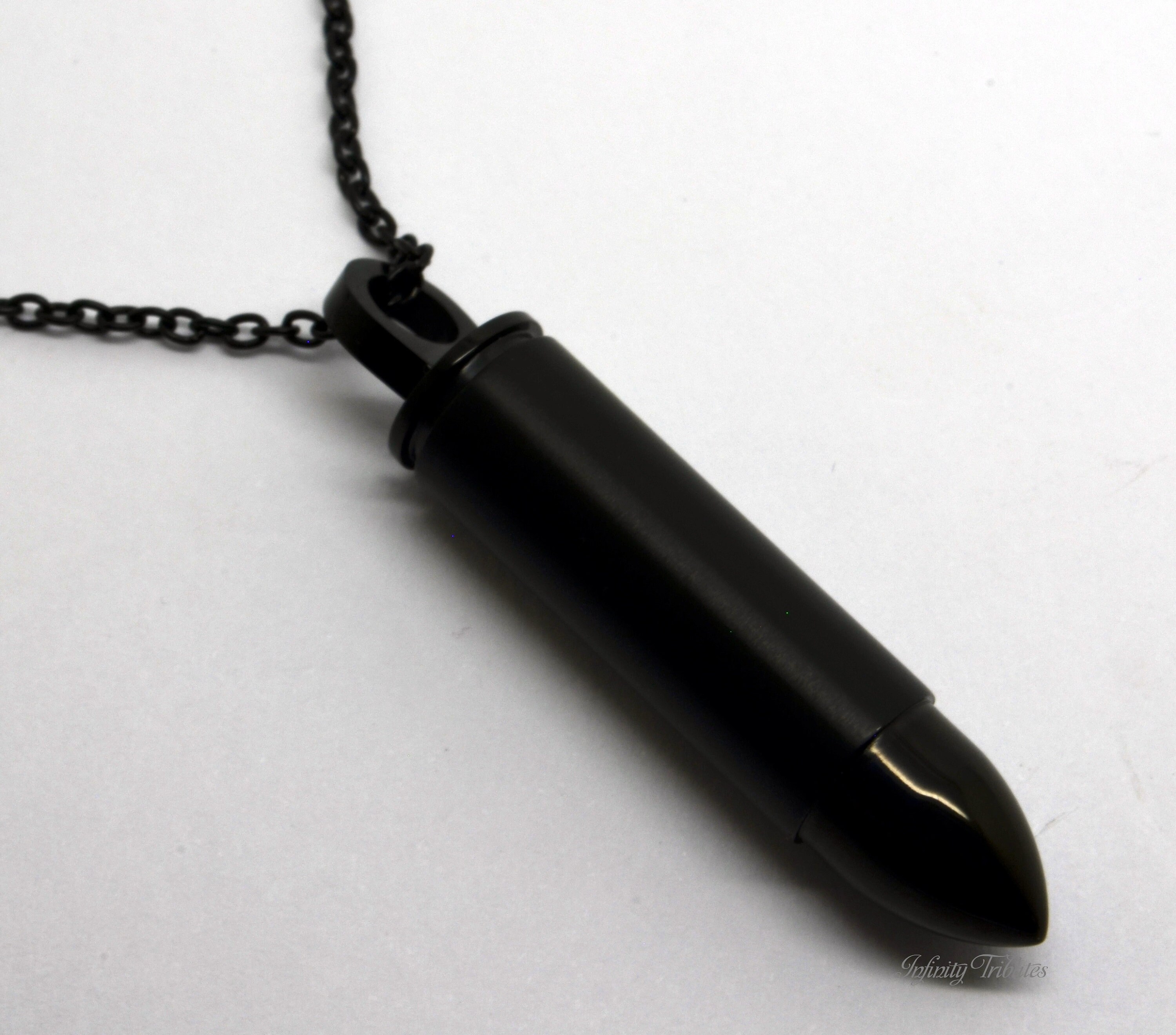 Black Bullet Cremation Urn Keepsake Urn Pendant Necklace Charm
