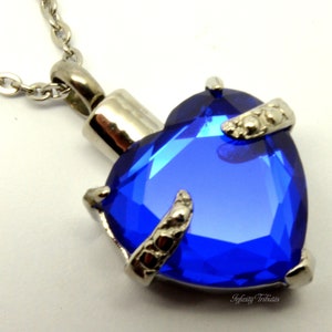 Blaues Herz Urne Halskette - Andenken Anhänger Charme - Hält Asche Fell Sand usw - Gravur / personalisierte / maßgeschneiderte einzigartige Beerdigung Asche