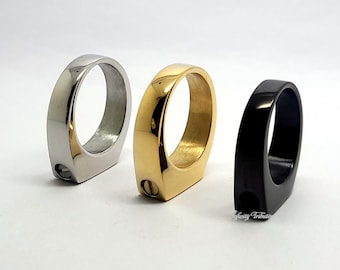 Cremation Urn Finger Ring - Silver Black 24k Gold Plated Keepsake Rings Custom Engraved