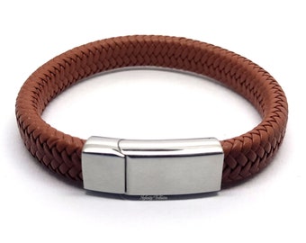 Tan Brown Braided Leather Cremation Urn Bracelet - Keepsake Bangle - Holds Ashes Fur etc Engraving/Custom/Bespoke Unique Funeral Vial
