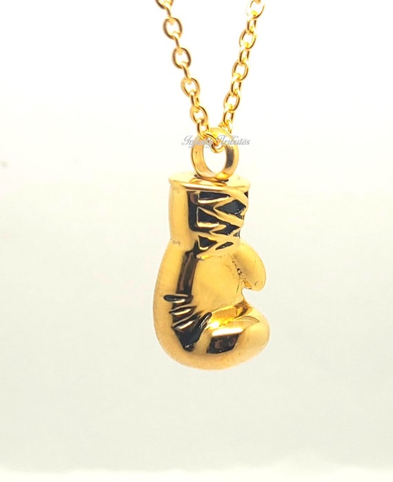 Boxing Glove Cremation Urn Necklace 24k Gold Plated Keepsake Pendant Charm Holds Ashes Fur Sand Etc Boxer MMA Vial Memorial UK Etsy