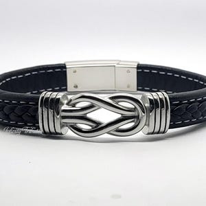 Infinity Black Leather Cremation Urn Bracelet Braided Keepsake Bangle - Holds Ashes Fur etc Engraving/Custom/Bespoke Unique Funeral Memorial
