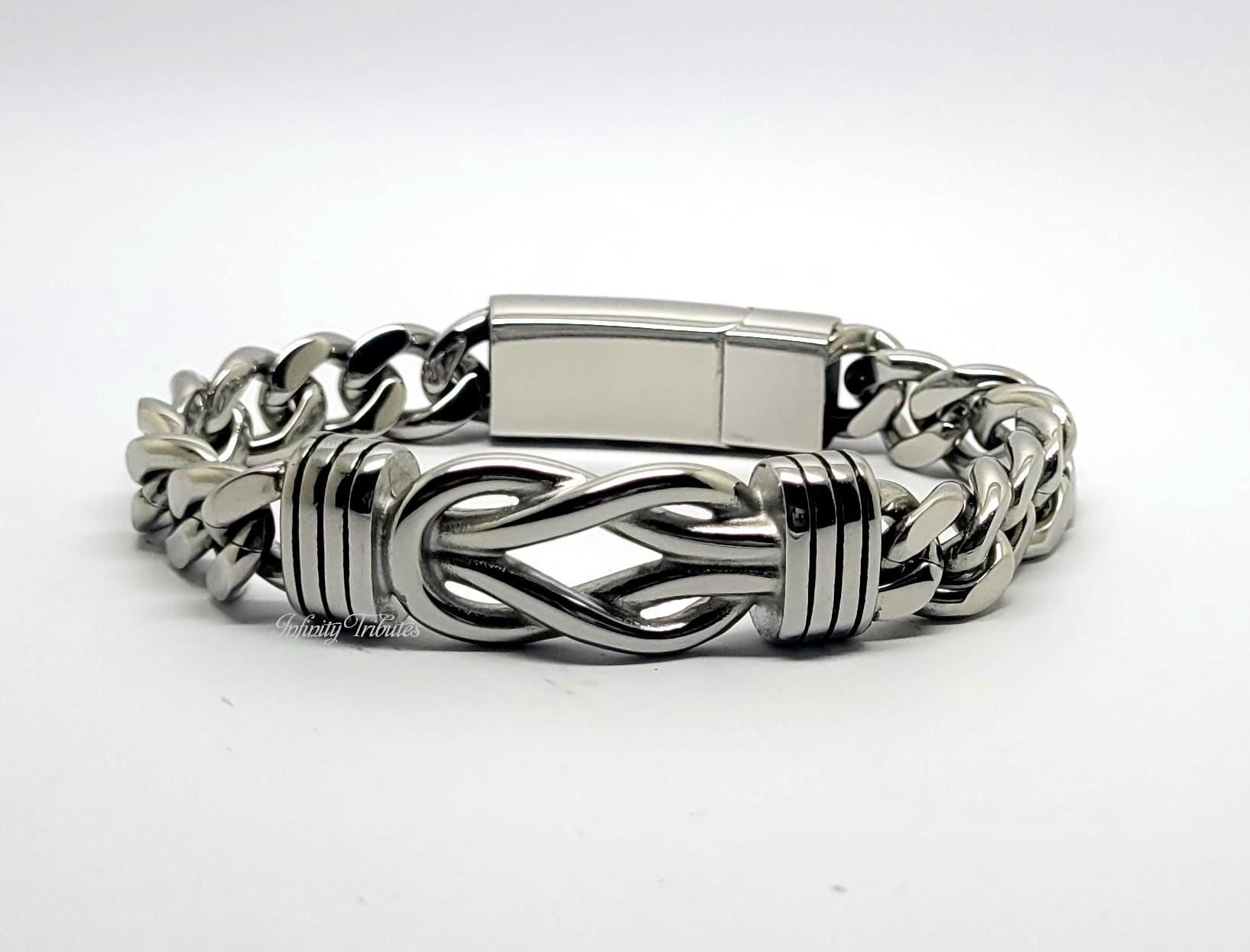 Infinity Cremation Urn Bracelet Curb Keepsake Bangle - Holds Ashes