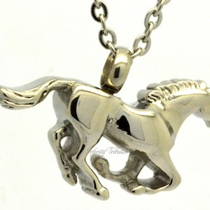 Horse Keepsake Urn Pendant - Cremation Charm Necklace - Holds Ashes Fur Sand - Engraving/Personalised/Bespoke Unique Vial Pet Mustang