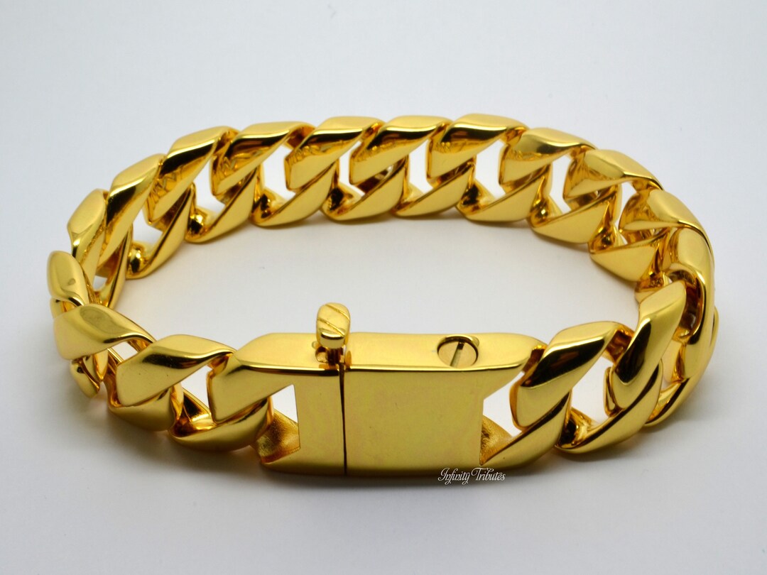 Cremation Urn Bracelet 24k Gold Plated Chunky Curb Keepsake Etsy