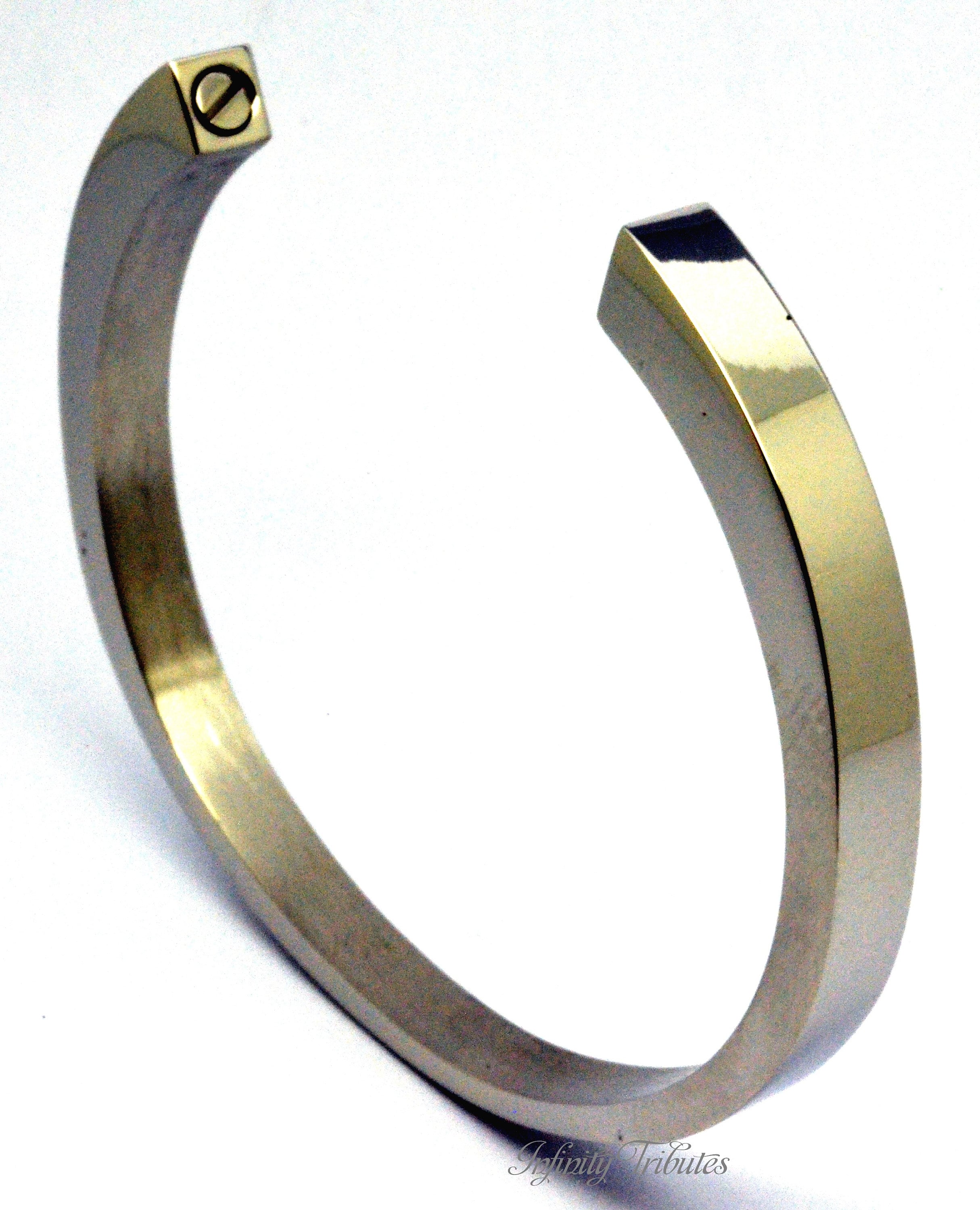 Cremation Urn Cuff Bracelet - Adjustable Keepsake Bangle - Holds Ashes Fur Sand etc - Engraving/Personalised Silver Finish Memorial