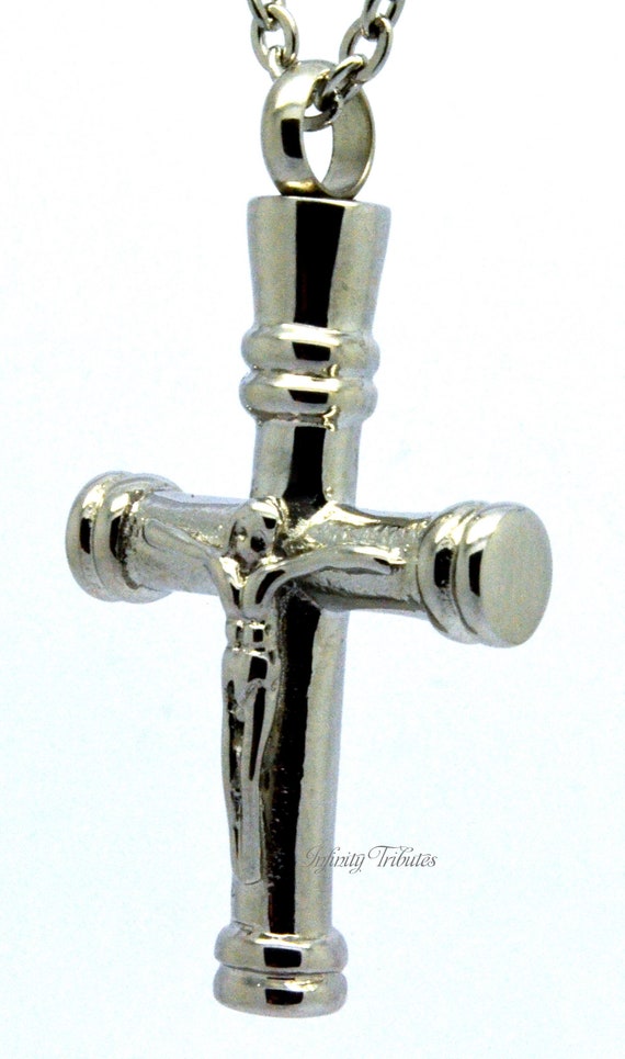 Cross Cremation Urn Pendant Keepsake Charm Necklace Holds Ashes Fur Sand Etc Unique Funeral Vial Memorial Crucifix Cremation Memorial Jewelry Jewelry