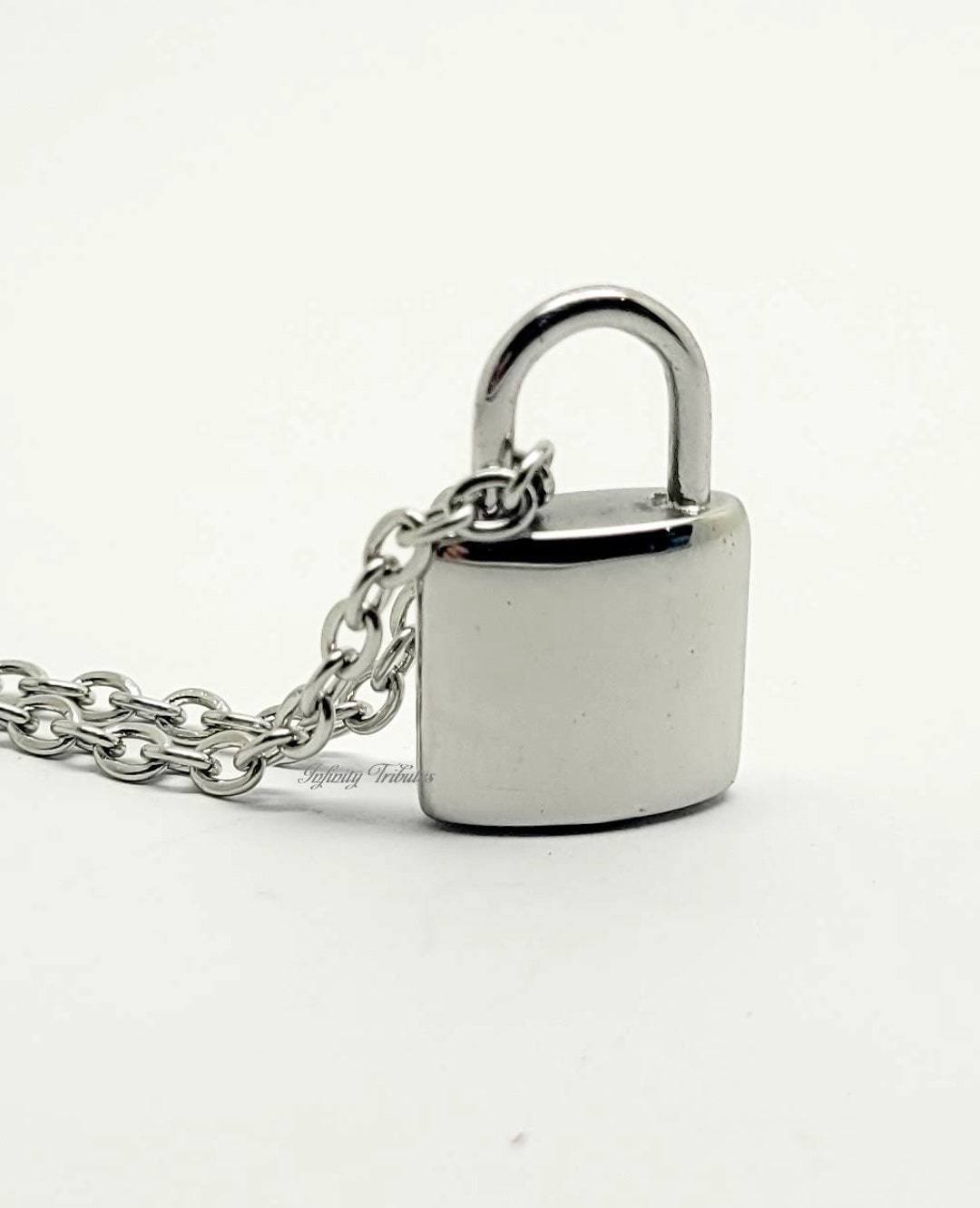 Stainless Steel Cremation Urn Necklace - Square Cylinder Pendant, 'Always In My Heart' Keepsake - View #4