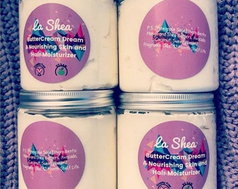 La Shea BCD (ButterCream Dream) skin/hair moisturizer for all skin and hair types. Scent : P.S...All Natural Vegan Organic